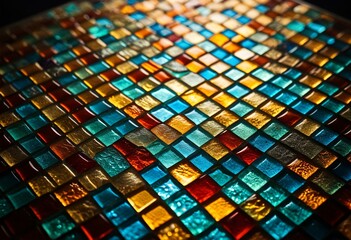 A colorful mosaic tile wall in a building.