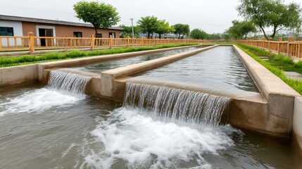 Large mechanical bar screen filtering solid waste at initial stage of sewage treatment in open channel