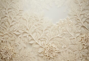 A gold and white floral background with leaves.