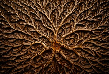 A gold tree on a black background.