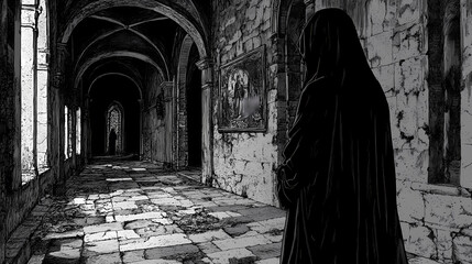 Naklejka premium haunted vanished monastery