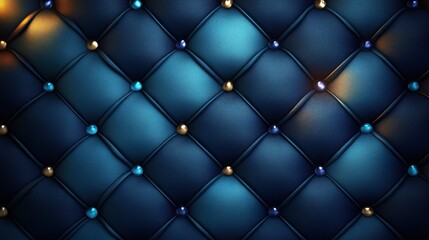 Elegant blue quilted pattern with jewel embellishments creates a luxurious feel