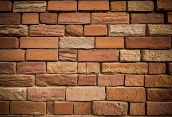 A red brick wall with a black background.