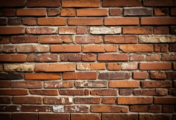 Obraz premium A red brick wall with a black background.