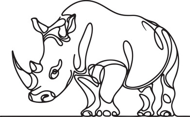 Rhinoceros Vector Artwork with Line Drawing
