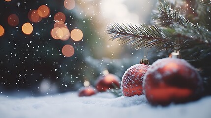 Snowy Christmas tree lights image