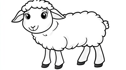 Cute cartoon sheep illustration, perfect for children's book or educational material