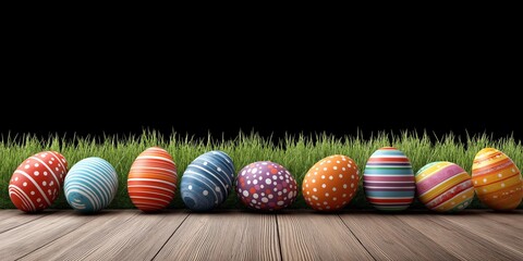 Colorful Easter Eggs in Grass

