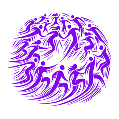 Floral Hand Print with Fingerprint in Vintage Tribal Style