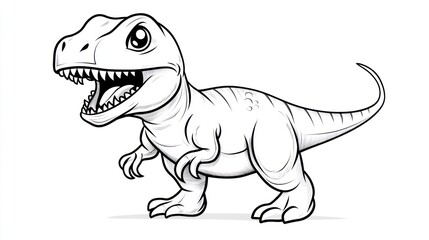 Fototapeta premium Cute Cartoon Tyrannosaurus Rex Coloring Page