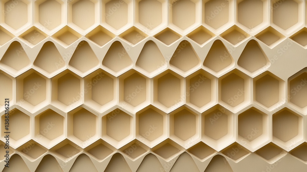 Poster Structured hexagonal honeycomb pattern with a modern design and golden gradient that showcases organic form and artistic beauty