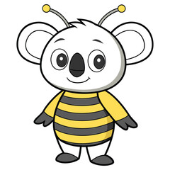 Obraz premium Cartoonish Koala Character with Antennas, Stripped Body, Gray and Yellow Isolated