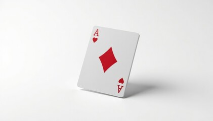 Obraz premium A flipped-over playing card isolated against a white backdrop, close up, ace