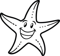 Star Fish Line art Design with white background