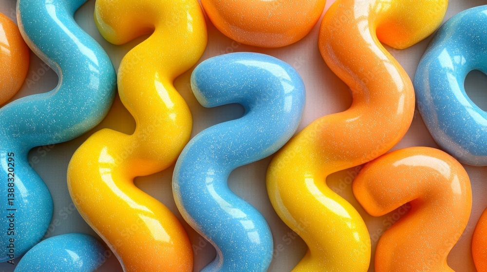 Poster dynamic colorful candy shapes create a fun and playful background for designs