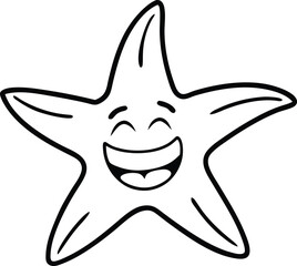 Star Fish Line art Design with white background
