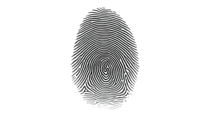 A close up of a fingerprint on a black background showing unique ridges and patterns for identification