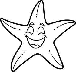 Star Fish Line art Design with white background