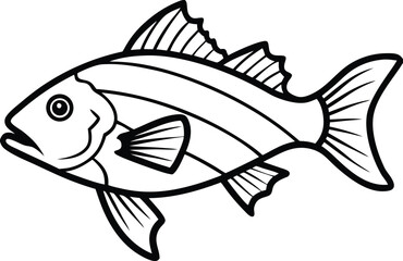 Snapper Fish Line art Design with white background