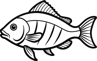 Snapper Fish Line art Design with white background