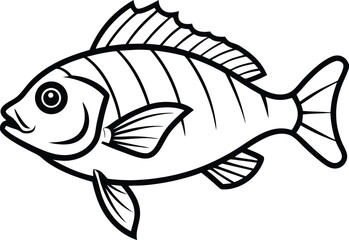 Snapper Fish Line art Design with white background