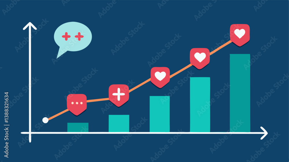 Poster falling graph trend design a graph illustrating declining mental health indicators as the time spent
