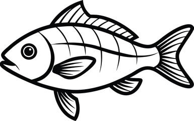 Snapper Fish Line art Design with white background
