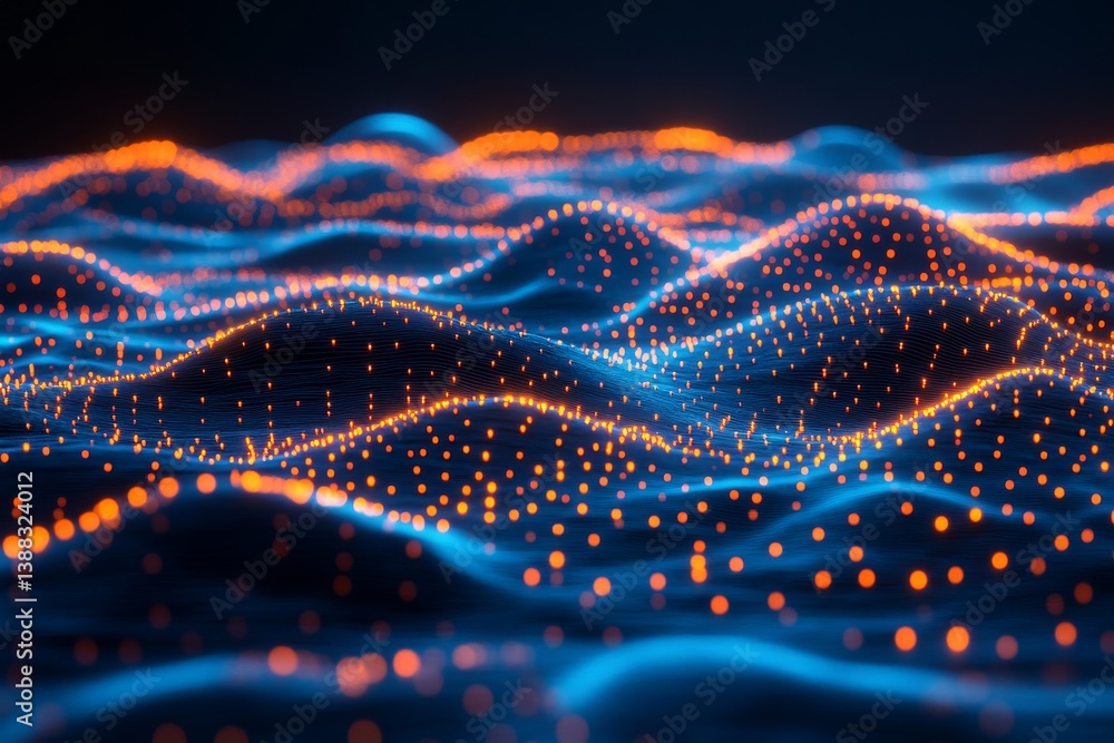 Poster a lively abstract scene with a multitude of little dots on a colorful background