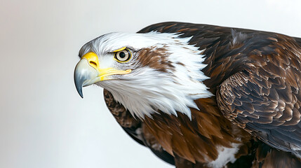 Naklejka premium A bald eagle with a yellow beak and yellow eyes. Generated using AI.