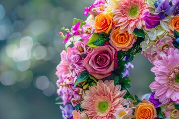 Naklejka premium Colorful floral wreath for celebration
