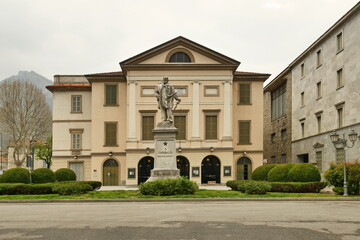 Fototapeta premium Historic Lecco sqaure and theatre, Lombardy, Italy 