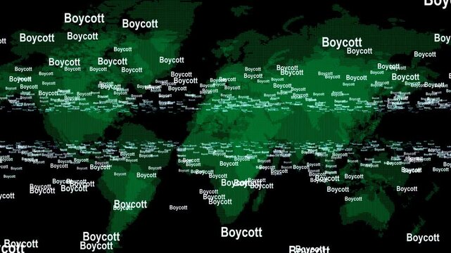 Abstract World Map With Textual Visualizations of Boycott Concept