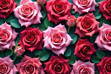 Naklejka premium Intricate blooming rose pattern, repeating seamlessly , floral design, background, nature