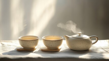 Fototapeta premium Hot tasty tea is served. Healthy drink. Relaxation.