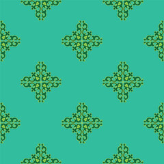 Tatar seamless pattern. Islamic tulip, floral geometry. Culture of the Tatar people, symbols of green and red