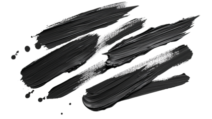 Png of Bold black paint strokes with a textured, dramatic appearance on transparent background.