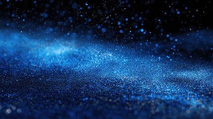 Naklejka premium Glowing Blue Particle Stream Against a Dark Background, Highlighting Dynamic Movement and Depth