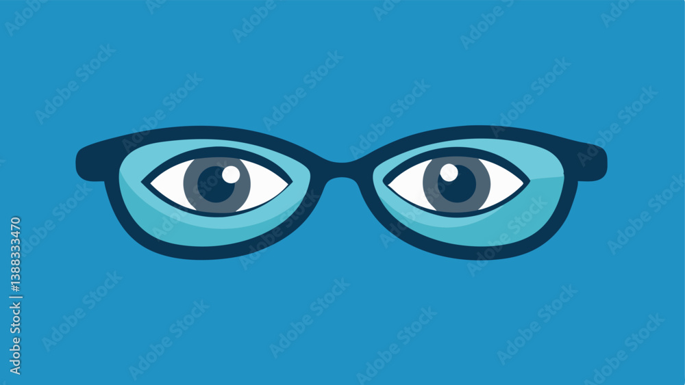 Poster filters over eyes illustrate a pair of eyes wearing glasses that filter out clear information showin