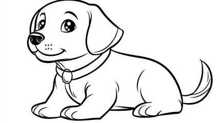 Fototapeta premium Cute cartoon puppy coloring page