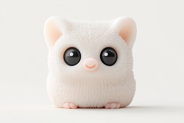 Obraz premium Fluffy, adorable, light beige animal figurine. Small, round, and plush, with large, expressive eyes