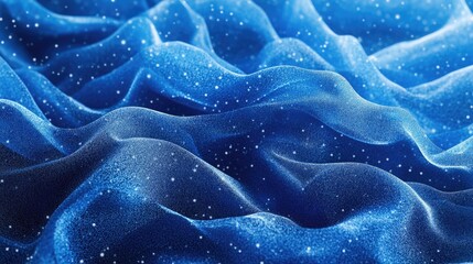 Obraz premium Wavy Blue Fabric Texture with Reflective Highlights, Evoking a Sense of Fluidity and Elegance