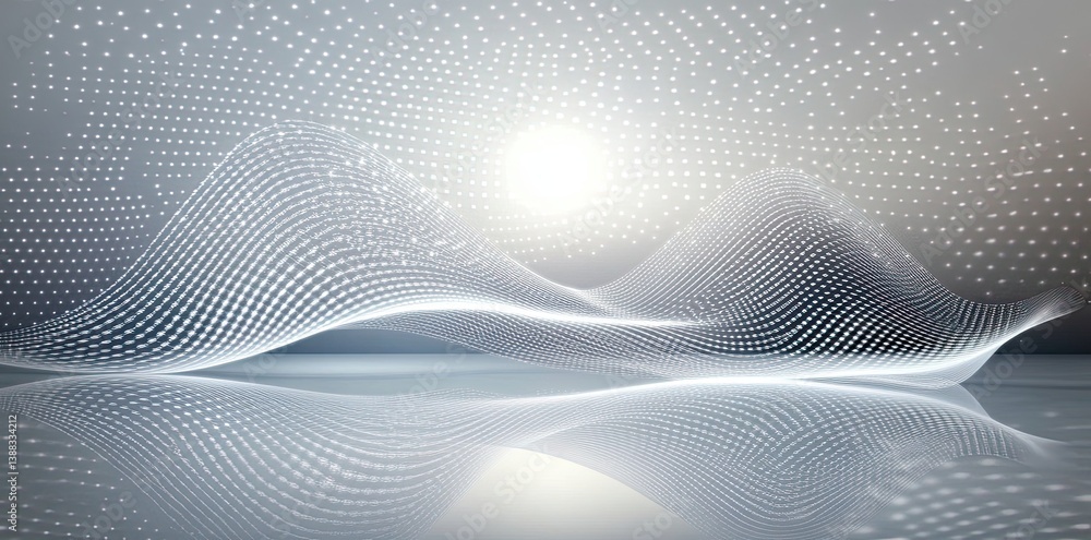 Poster a white abstract wave texture serves as the background in this space-style design