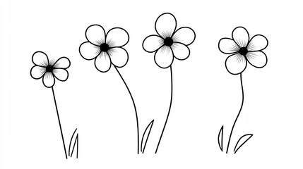 Simple black and white floral design collection for graphic design