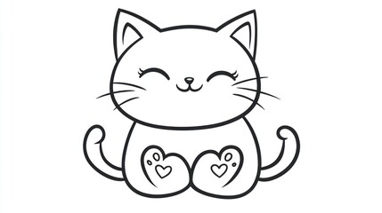 Obraz premium Cute cartoon cat coloring page (2)