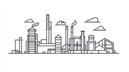 Obraz premium Industrial complex outline illustration