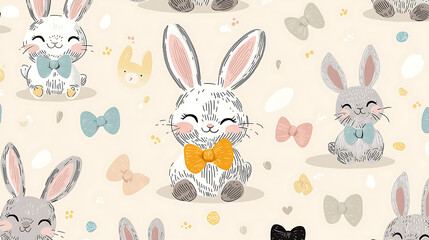 A cartoon rabbit with a bow tie is smiling. Generated using AI.