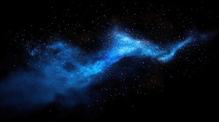 Fototapeta premium Glowing Blue Nebula with Scattered Stars, Highlighting Depth and Cosmic Mystery
