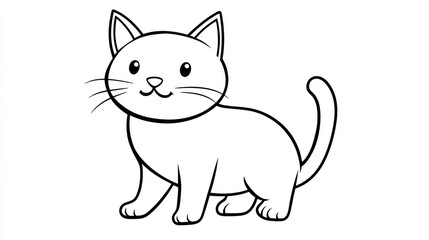 Obraz premium Cute cartoon cat coloring page, kids activity, printable drawing