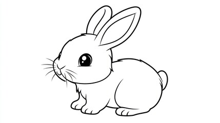 Obraz premium Cute cartoon rabbit, coloring book illustration, for kids, printable