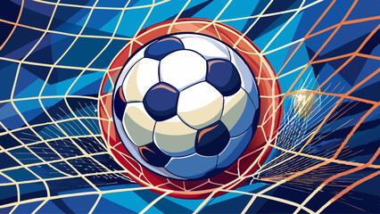 Naklejka premium soccer ball in the net, selective focus